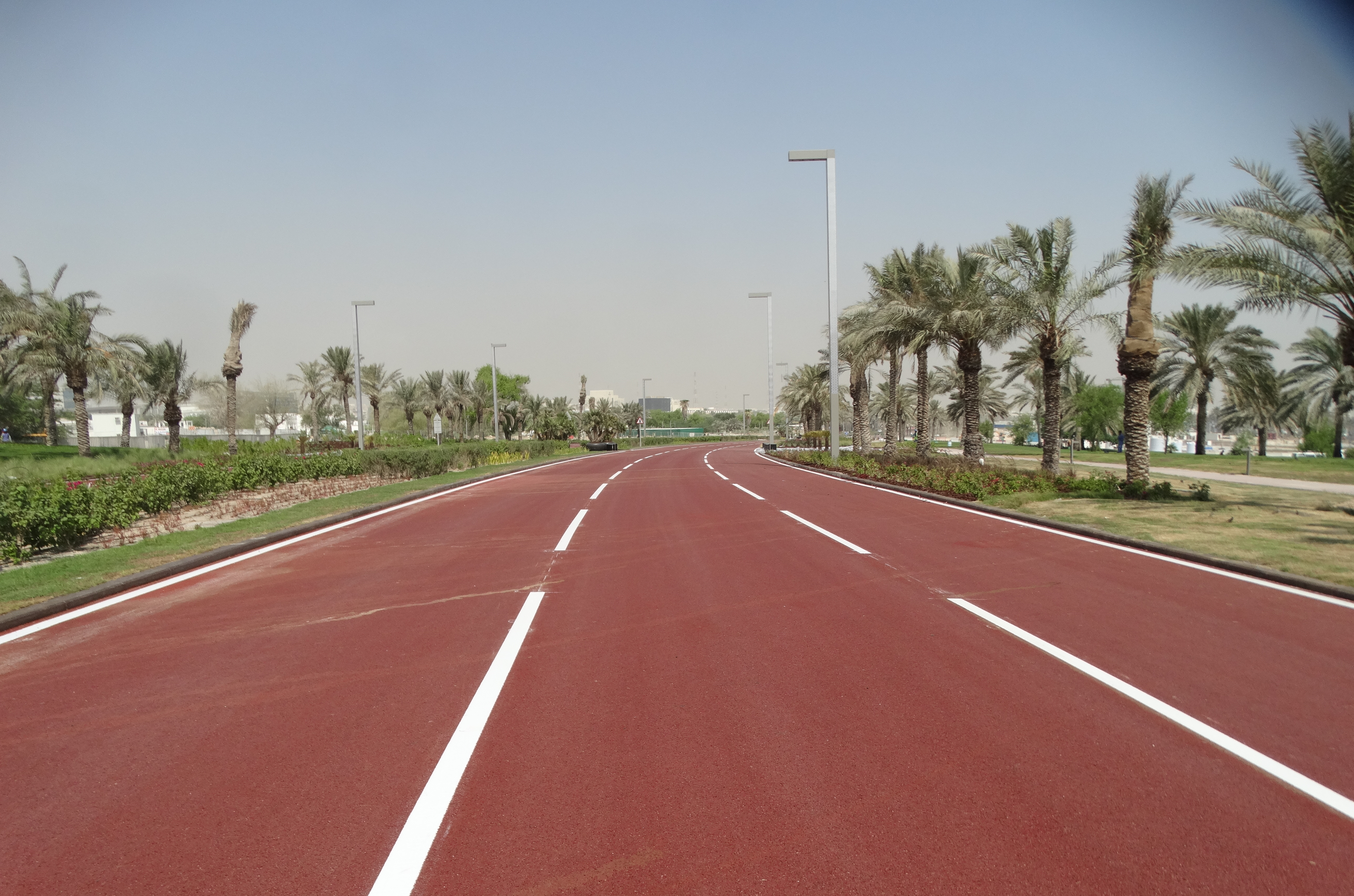 Completed promenade road and landscaping at Al Bidda Park